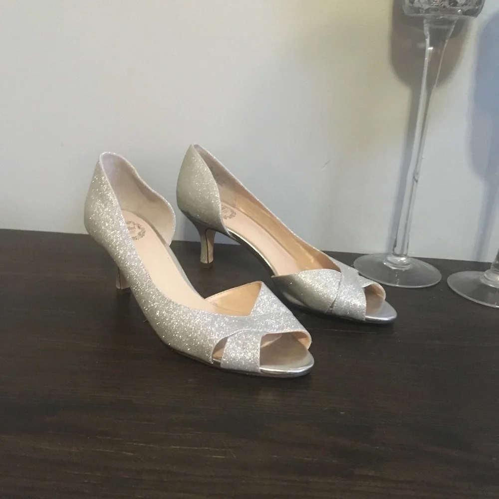 4/$25 I. Miller Silver Peep Toe Heels size 7